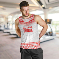 Custom Mate Ma'a Tonga Heritage Men Tank Top Pacific Tribal Rugby White Edition - Polynesian Pride