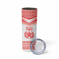 Custom Mate Ma'a Tonga Heritage Skinny Tumbler Pacific Tribal Rugby White Edition - Polynesian Pride