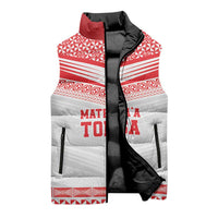 Custom Mate Ma'a Tonga Heritage Sleeveless Puffer Jacket Pacific Tribal Rugby White Edition - Polynesian Pride