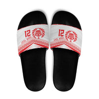 Custom Mate Ma'a Tonga Heritage Slide Sandals Pacific Tribal Rugby White Edition LT9 White - Polynesian Pride