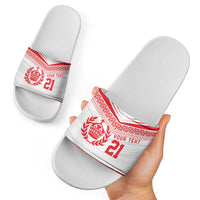 Custom Mate Ma'a Tonga Heritage Slide Sandals Pacific Tribal Rugby White Edition LT9 - Polynesian Pride