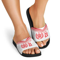 Custom Mate Ma'a Tonga Heritage Slide Sandals Pacific Tribal Rugby White Edition LT9 - Polynesian Pride