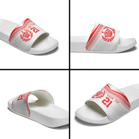 Custom Mate Ma'a Tonga Heritage Slide Sandals Pacific Tribal Rugby White Edition LT9 - Polynesian Pride