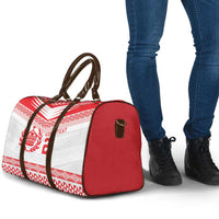 Custom Mate Ma'a Tonga Heritage Travel Bag Pacific Tribal Rugby White Edition LT9 - Polynesian Pride