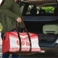 Custom Mate Ma'a Tonga Heritage Travel Bag Pacific Tribal Rugby White Edition LT9 - Polynesian Pride