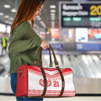 Custom Mate Ma'a Tonga Heritage Travel Bag Pacific Tribal Rugby White Edition LT9 - Polynesian Pride