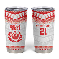 Custom Mate Ma'a Tonga Heritage Tumbler Cup Pacific Tribal Rugby White Edition LT9 White - Polynesian Pride