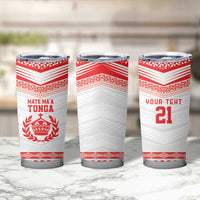 Custom Mate Ma'a Tonga Heritage Tumbler Cup Pacific Tribal Rugby White Edition LT9 - Polynesian Pride