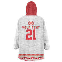 Custom Mate Ma'a Tonga Heritage Wearable Blanket Hoodie Pacific Tribal Rugby White Edition - Polynesian Pride