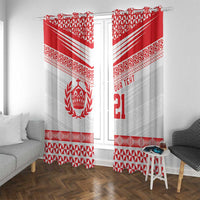 Custom Mate Ma'a Tonga Heritage Window Curtain Pacific Tribal Rugby White Edition - Polynesian Pride