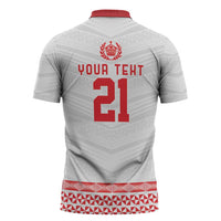 Custom Mate Ma'a Tonga Heritage Zipper Polo Shirt Pacific Tribal Rugby White Edition - Polynesian Pride