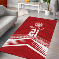 Custom Pacific Rugby Spirit Area Rug Tonga Ngatu Pride Red Edition - Polynesian Pride