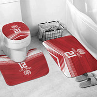 Custom Pacific Rugby Spirit Bathroom Set Tonga Ngatu Pride Red Edition LT9 Mat Set Only (3 pcs) One Size Red - Polynesian Pride