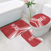 Custom Pacific Rugby Spirit Bathroom Set Tonga Ngatu Pride Red Edition LT9 - Polynesian Pride
