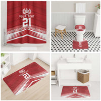 Custom Pacific Rugby Spirit Bathroom Set Tonga Ngatu Pride Red Edition LT9 - Polynesian Pride