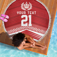 Custom Pacific Rugby Spirit Beach Blanket Tonga Ngatu Pride Red Edition - Polynesian Pride