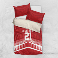 Custom Pacific Rugby Spirit Bedding Set Tonga Ngatu Pride Red Edition - Polynesian Pride