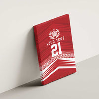 Custom Pacific Rugby Spirit Canvas Wall Art Tonga Ngatu Pride Red Edition - Polynesian Pride