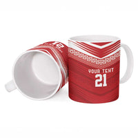 Custom Pacific Rugby Spirit Ceramic Mug Tonga Ngatu Pride Red Edition LT9 - Polynesian Pride