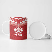 Custom Pacific Rugby Spirit Ceramic Mug Tonga Ngatu Pride Red Edition LT9 - Polynesian Pride