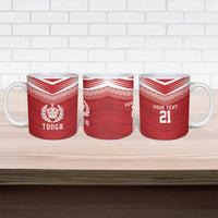 Custom Pacific Rugby Spirit Ceramic Mug Tonga Ngatu Pride Red Edition LT9 - Polynesian Pride