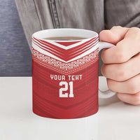 Custom Pacific Rugby Spirit Ceramic Mug Tonga Ngatu Pride Red Edition LT9 - Polynesian Pride