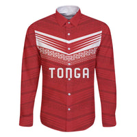 Custom Pacific Rugby Spirit Family Matching Off The Shoulder Long Sleeve Dress and Hawaiian Shirt Tonga Ngatu Pride Red Edition - Polynesian Pride