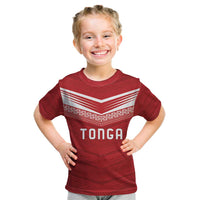 Custom Pacific Rugby Spirit Kid T Shirt Tonga Ngatu Pride Red Edition - Polynesian Pride