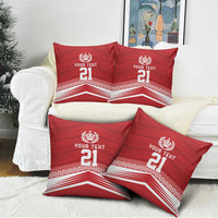 Custom Pacific Rugby Spirit Pillow Cover Tonga Ngatu Pride Red Edition - Polynesian Pride