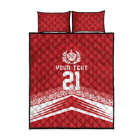 Custom Pacific Rugby Spirit Quilt Bed Set Tonga Ngatu Pride Red Edition - Polynesian Pride