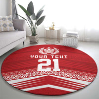Custom Pacific Rugby Spirit Round Carpet Tonga Ngatu Pride Red Edition - Polynesian Pride
