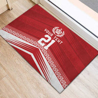 Custom Pacific Rugby Spirit Rubber Doormat Tonga Ngatu Pride Red Edition - Polynesian Pride