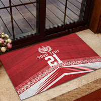 Custom Pacific Rugby Spirit Rubber Doormat Tonga Ngatu Pride Red Edition - Polynesian Pride