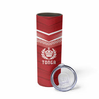 Custom Pacific Rugby Spirit Skinny Tumbler Tonga Ngatu Pride Red Edition LT9 - Polynesian Pride