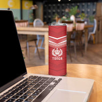 Custom Pacific Rugby Spirit Skinny Tumbler Tonga Ngatu Pride Red Edition LT9 - Polynesian Pride