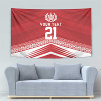 Custom Pacific Rugby Spirit Tapestry Tonga Ngatu Pride Red Edition - Polynesian Pride