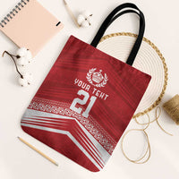 Custom Pacific Rugby Spirit Tote Bag Tonga Ngatu Pride Red Edition - Polynesian Pride