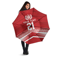 Custom Pacific Rugby Spirit Umbrella Tonga Ngatu Pride Red Edition LT9 - Polynesian Pride