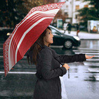 Custom Pacific Rugby Spirit Umbrella Tonga Ngatu Pride Red Edition LT9 - Polynesian Pride