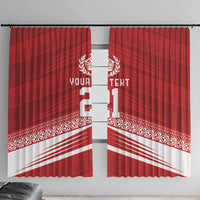 Custom Pacific Rugby Spirit Window Curtain Tonga Ngatu Pride Red Edition - Polynesian Pride