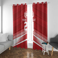 Custom Pacific Rugby Spirit Window Curtain Tonga Ngatu Pride Red Edition - Polynesian Pride