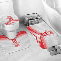 Custom Pacific Rugby Spirit Bathroom Set Tonga Ngatu Pride White Edition LT9 Mat Set Only (3 pcs) One Size White - Polynesian Pride
