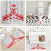 Custom Pacific Rugby Spirit Bathroom Set Tonga Ngatu Pride White Edition LT9 - Polynesian Pride