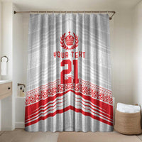 Custom Pacific Rugby Spirit Bathroom Set Tonga Ngatu Pride White Edition LT9 Shower Curtain Only White - Polynesian Pride