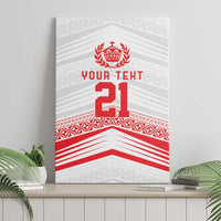 Custom Pacific Rugby Spirit Canvas Wall Art Tonga Ngatu Pride White Edition - Polynesian Pride