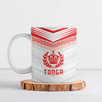 Custom Pacific Rugby Spirit Ceramic Mug Tonga Ngatu Pride White Edition LT9 White - Polynesian Pride
