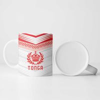 Custom Pacific Rugby Spirit Ceramic Mug Tonga Ngatu Pride White Edition LT9 - Polynesian Pride