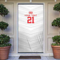 Custom Pacific Rugby Spirit Door Cover Tonga Ngatu Pride White Edition LT9 White - Polynesian Pride