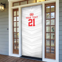 Custom Pacific Rugby Spirit Door Cover Tonga Ngatu Pride White Edition LT9 - Polynesian Pride