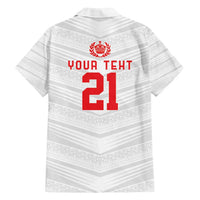 Custom Pacific Rugby Spirit Family Matching Long Sleeve Bodycon Dress and Hawaiian Shirt Tonga Ngatu Pride White Edition - Polynesian Pride